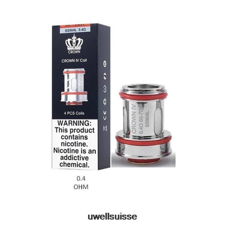 UWELL CROWN 4 bobines de remplacement (paquet de 4) double bobine 0,4 ohm NLB2N183 - UWELL Vape Price