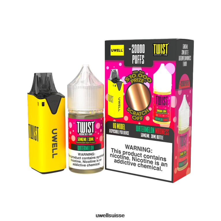 UWELL V6 appareil jetable + jus daddy's vapor 30ml - pack collab clr : jaune/flv : folie pastèque 50mg NLB2N220 - UWELL Zurich