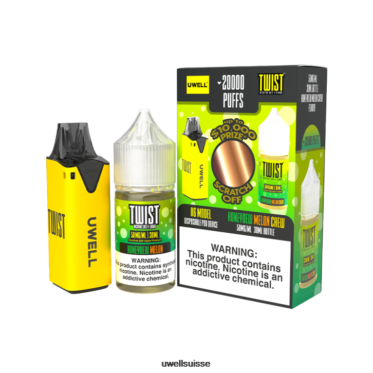 UWELL V6 appareil jetable + jus daddy's vapor 30ml - pack collab clr : jaune/flv : melon miel à mâcher 50 mg NLB2N217 - UWELL Cigarette Électronique