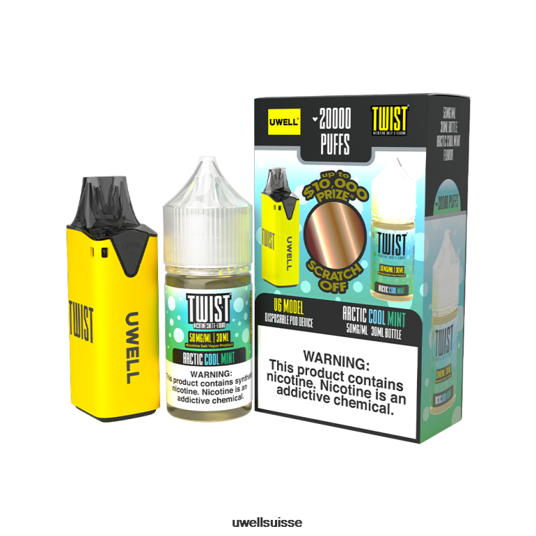 UWELL V6 appareil jetable + jus daddy's vapor 30ml - pack collab clr : jaune/flv : menthe fraîche arctique 50 mg NLB2N215 - UWELL Flavors