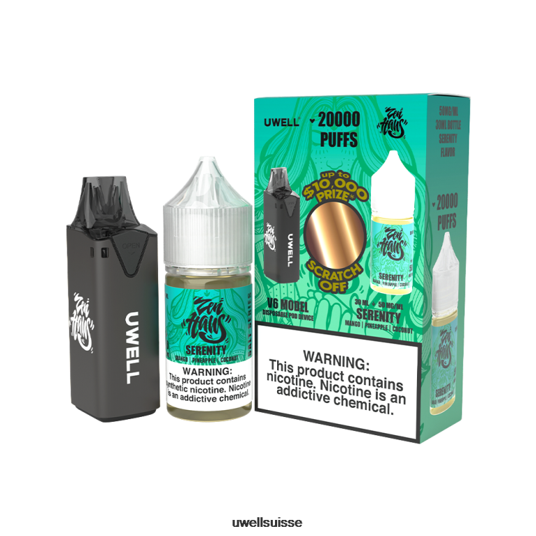 UWELL V6 appareil jetable + jus daddy's vapor 30ml - pack collab clr : noir/flv : sérénité 50mg NLB2N222 - UWELL Jetable