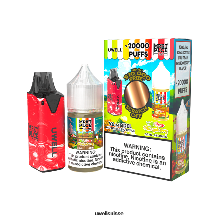 UWELL V6 appareil jetable + jus daddy's vapor 30ml - pack collab clr : rouge/flv : poire fuji mangue 48 mg NLB2N209 - UWELL Genève